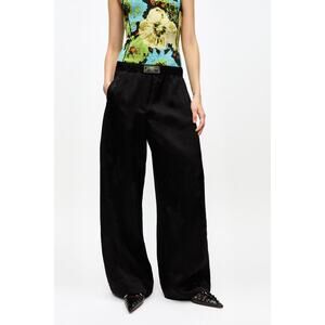 GANNI Black Satin Jacquard Pants XS / 2